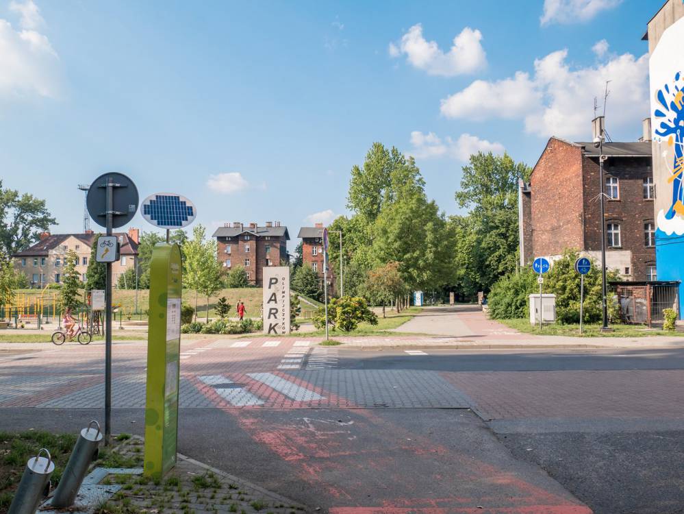 Ż&oacute;łty szlak rowerowy nr 5 w Katowicach